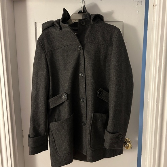 Women's Black Hooded Coat Gap Large - Picture 4 of 8